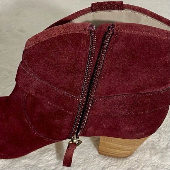 Nordstrom Hinge Billy Burgundy Suede Harness Booties Women’s Size 7.5M - Picture 11 of 13